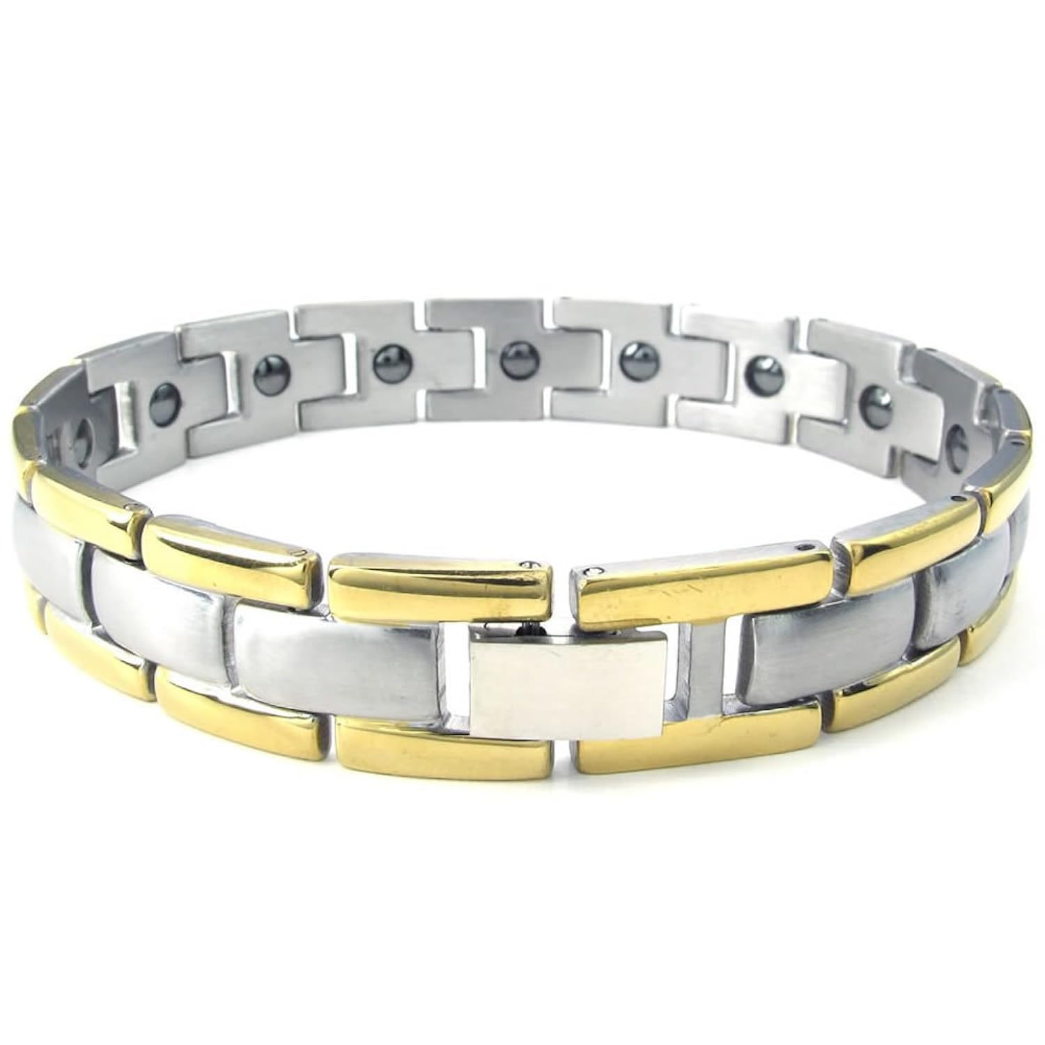 KONOV Joyería Pulsera de hombre Clásicos Link Magnética Acero inoxidable Color oro