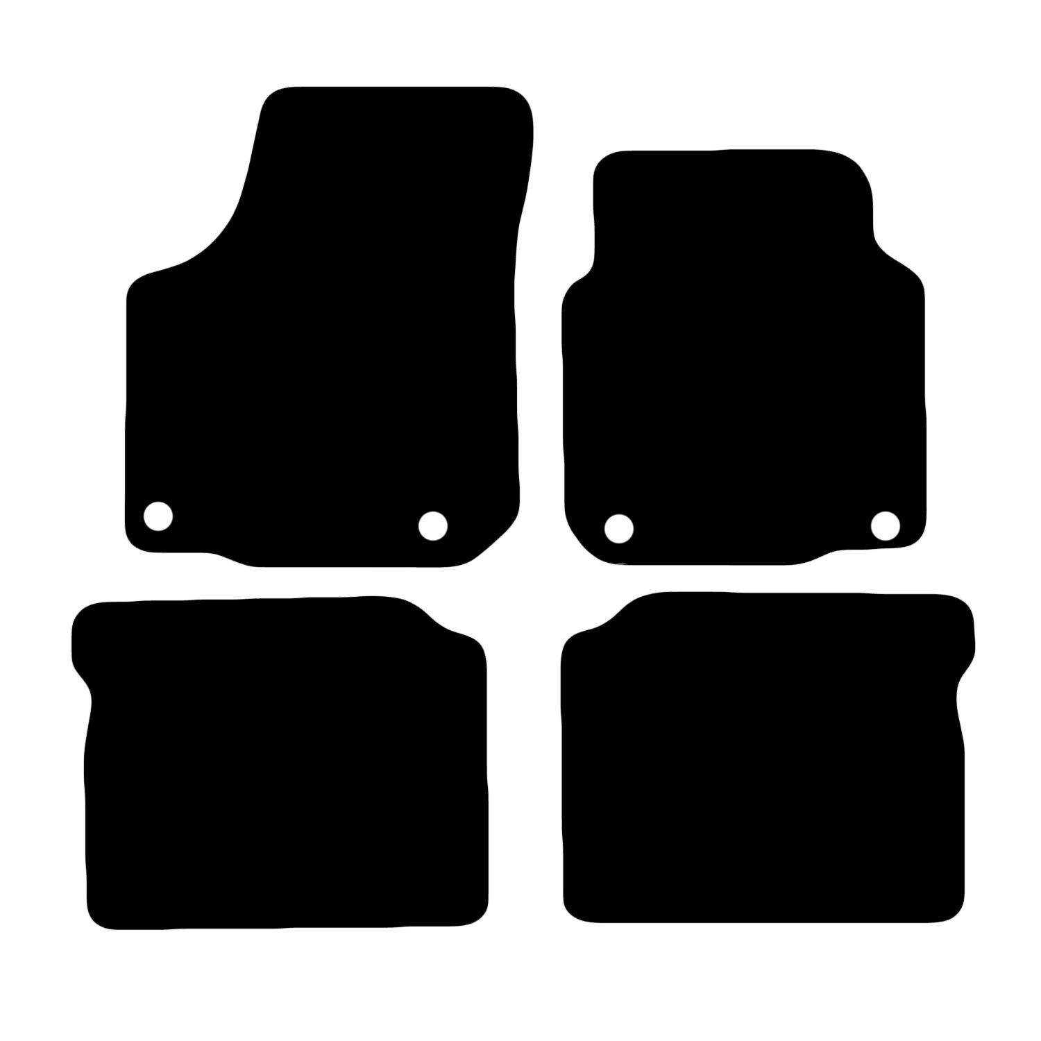 Carsio Carpet Car Mats For Seat Leon MK1 2002 2005 4 Piece Set with 4 Oval Clips Tailored Fit Floor Mat Complete Accessory Black Custom Fitted - All Weather, Anti-Slip Backing & Black Trim
