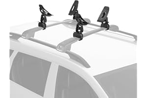 BougeRV Kayak Roof Rack Saddles, Crab Roof Mounting Kit Fits Most Car SUV Truck Cross Bars, Carrier Kayak Paddle Board Surfboard with Tie Down Straps Ratchet Strap,150LBS Load Capacity(2 Pairs)