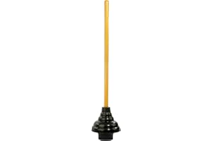 LDR INDUSTRIES LDR 512 3410A Heavy Duty Drain Handle Double Thrust Rubber Force Cup Removes Clogs for Bathrooms, Kitchens, Baths, Showers, Powerful Commercial and Residential, 26.40"X5.35", Wood Flange Plunger