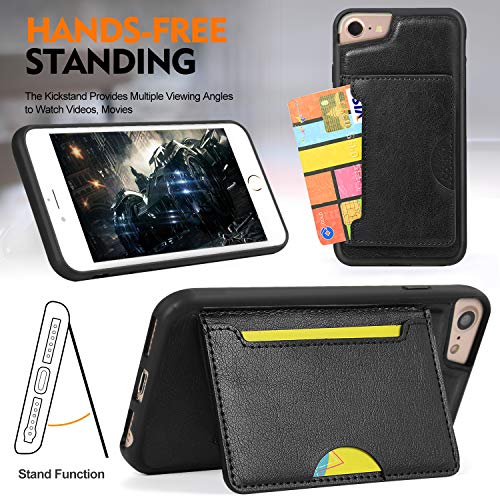 Cornmi Compatible for iPhone 8 Wallet Case, Detachable Wallet Leather Cover 10 Card Slots Wristlet and Shoulder Strap Handbag Purse Flip Stand Slim Mirror case Compatible for iPhone 6 7 8