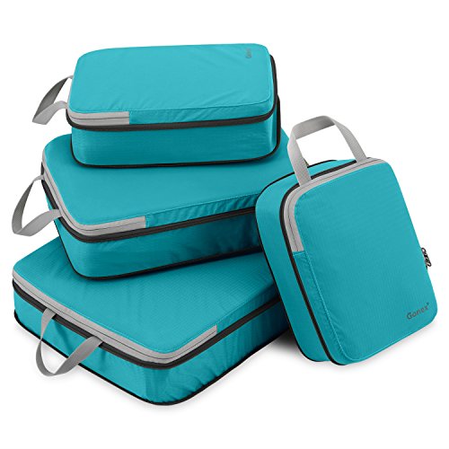 Compression Packing Cubes 3/4er Set, Gonex Kleidertaschen 4-teilig Verpackungswürfel, Kleidertaschen Set, Kofferorganizer Reise Würfel, Blau(4er) thumbnail 2