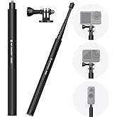 K&F Concept 60 inch Invisible Selfie Stick, Tripod Extension Rod Compatible with insta360 X5 Sports Camera, GoPro, DJI Action