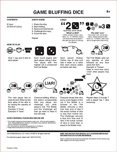 Hammer + Axe Bluffing Dice Game, Lie Your Way to a Win, Fun Cheat Party Game for Kids and Adults, Portable Fun You Can Take Anywhere, Ages 8+