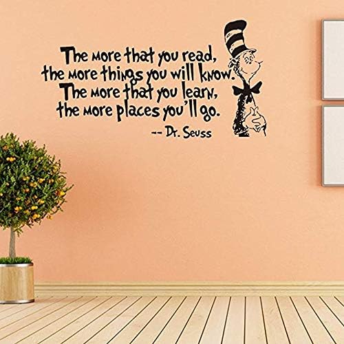 Removable Quotes and Saying Dr. Seuss The More You Read, The More Things You Will Know Transfers Murals Love Baby Kids Bedroom Children School Art Wall Decals Stickers