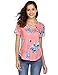 Easther Womens Casual Summer Floral Print Crisscross Blouses Tops T-Shirts