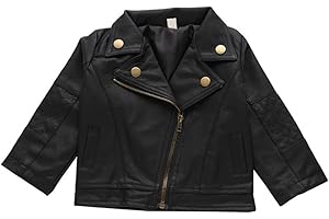 Xfglck Toddler Kids Girls Jacket Coats Zipper Faux Leather Outerwear Winter Clothes
