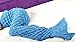 Sun Cling Handmade Soft Crochet Mermaid Blankets Blue Knitted Pattern Seasons Sleeping Blankets Adult for Women,Girls,Teens