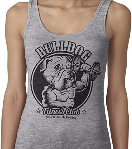 HouseBroken Bulldog Dog Gym Workout Women's Tank Top - Heather Gray - Medium