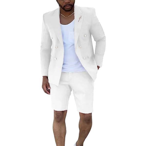 Shorts Suits for Men 2 Piece Summer Suit Outfit Two Buttons