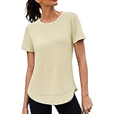 3rd hill Womens Workout Tops Short Sleeve Crewneck Sports Yoga Running Shirts Quick Dry Outfits S-3XL