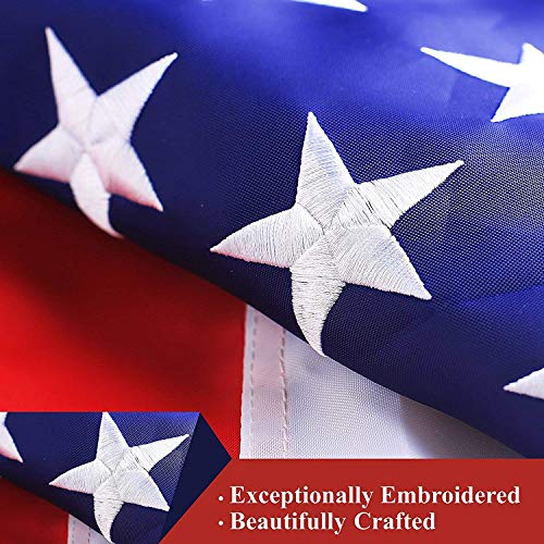 G128 - American USA US Flag 3x5 ft Deluxe Embroidered Stars Sewn Stripes Brass Grommets Durable Indoor Outdoor Use