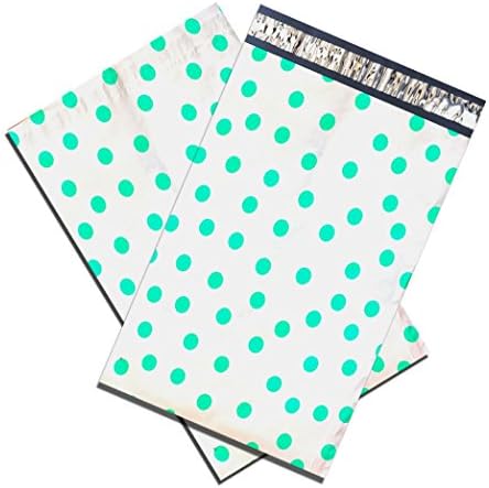6" x 9" Designer Series -FLAT Poly Mailers, Self Sealing Envelopes (400, Teal PolkaDot)