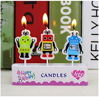 ADELEWAYS Cartoon Animal Party Candles Cake Cupcake Decoration Robots Set of 3 pcs