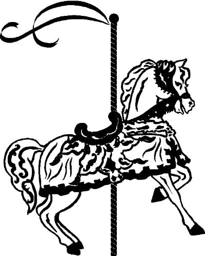 Carousel Horse Wall Decal Removable Nursery Wall Sticker, Black