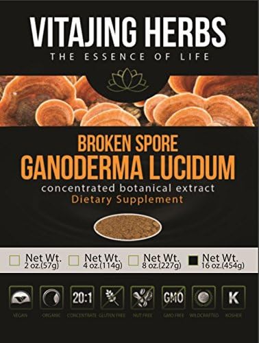 Organic Reishi Mushroom & Reishi Spores (16oz-454g) - 20:1 Extract Powder - 98% Cracked Shell Reishi Spores for Optimal Health and Absorption (Ganoderma, Lucidum, Lingzhi)