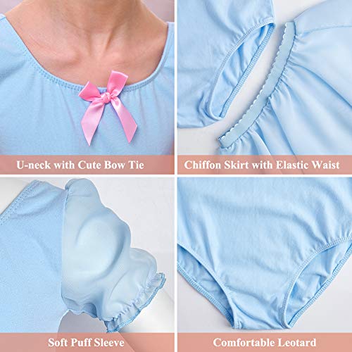 MHJY Girls Ballet Dance Leotard with Separated Skirt Kids Ballet Tutu Dress Dancewear Leotard Dress Blue - Thumbnail 5
