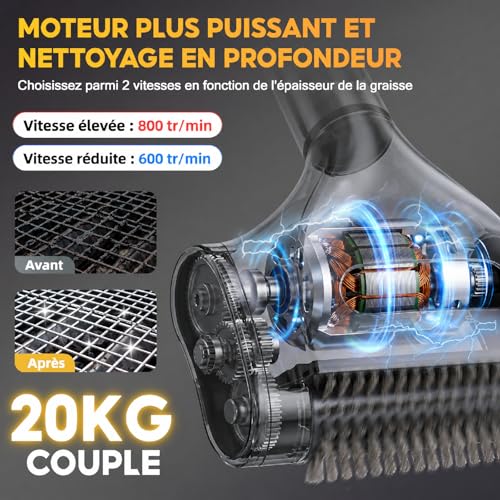 SOARFLY Electric Barbecue Brush, 210 Min Battery Life at 800 RPM, 20 kg Torque & Double LED Lighting, Electric Barbecue Brush For Men And Barbecue Enthusiasts