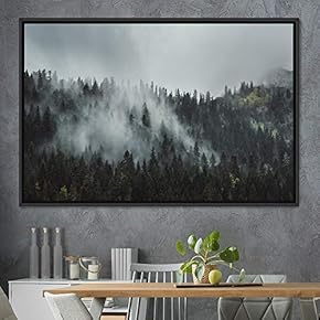 signwin Framed Canvas Wall Art Foggy Mountains Aerial...