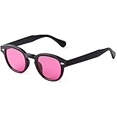 ADE WU Retro Round Sunglasses for Women Men Vintage Small Circle Frame Tinted Sun Glasses Unisex Stylish 46mm