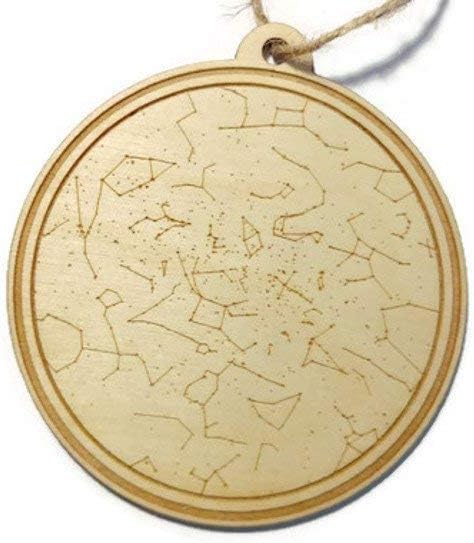 Custom Star Map Christmas ornament - 4 in x 4.25 in - Laser cut and engraved birch