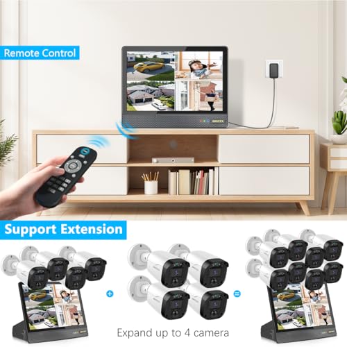 (2026 Updated) 5MP Wired Security Camera System with 8CH NVR & 10" IPS Screen, IP67 Outdoor Camera, 122° Wide Angle, Free App No Monthly Fee, Remote Control, 500GB HDD, Home Security