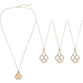 UNICRAFTALE 3Pcs Golden Cage Necklace Adjustable Metal Crystal Necklace Holder Natural Gemstone Jewerly Findings Empty Stone Holder Pendants Net for DIY Jewelry Making Gifts Home Decor Long 36cm