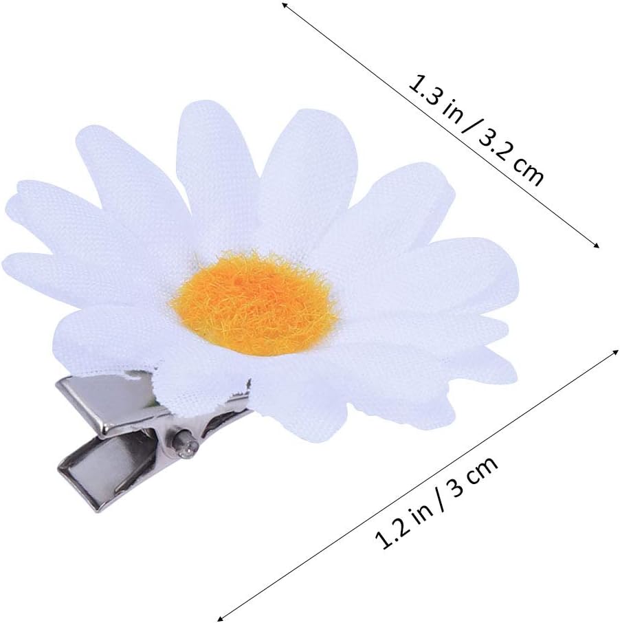 FRCOLOR 12pcs White Daisy Hair Clips, Elegant Simulation Daisy Flower Hair Barrettes for Women and Girls, 12 count (Pack of 1) - Image 5
