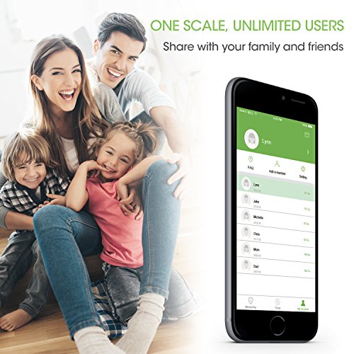 Aikoper Bluetooth Body Fat Scale Body Composition Analyzer with IOS and Android App Smart Wireless Digital Bathroom Scale for Body weight Body Fat Water Muscle Mass BMI BMR Bone Mass Black