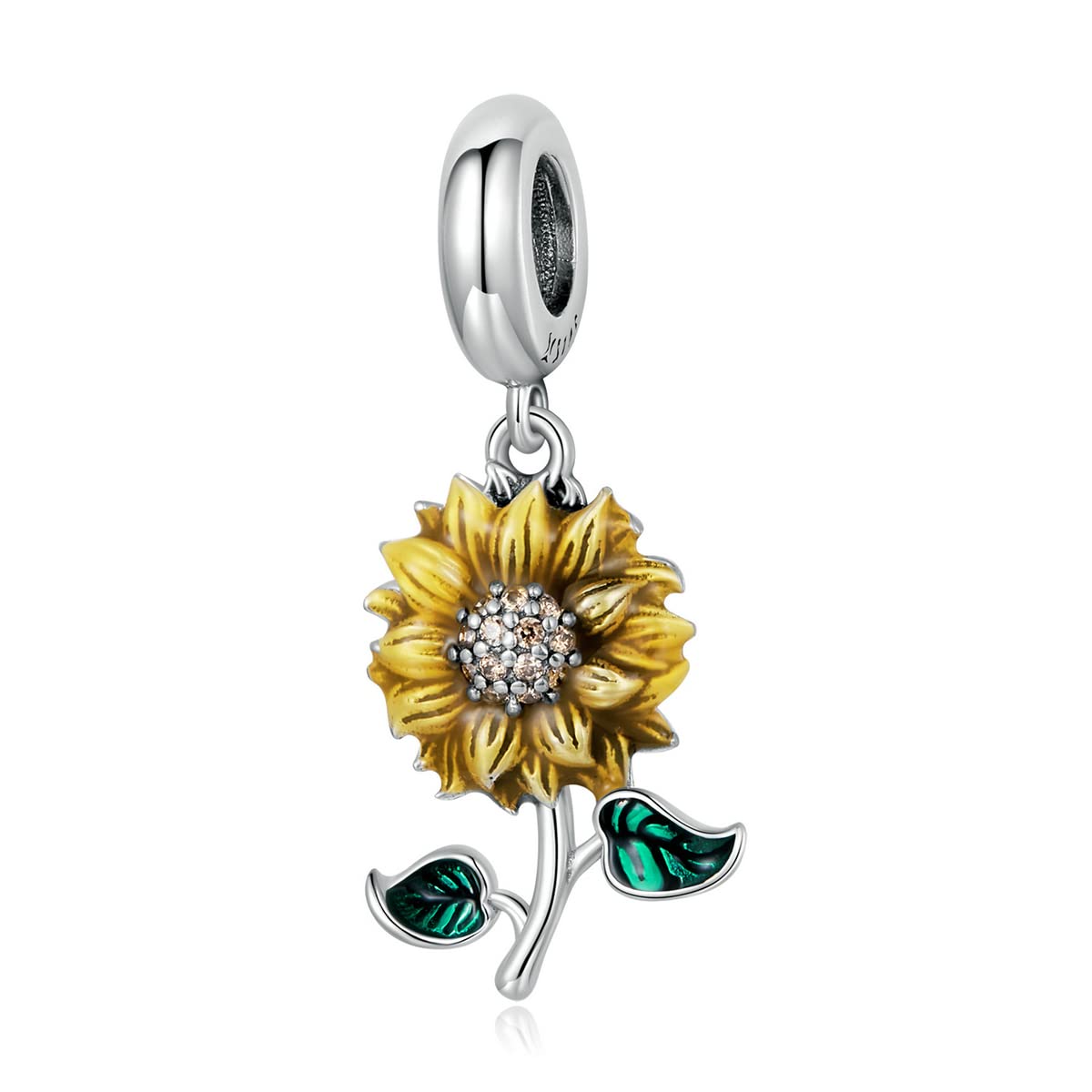 luvhaha You are My Sunshine Sunflower Charms for Woman 925 Sterling Silver Flower Dangle Pendant Bead Jewelry Gifts for Women Bracelet&Necklace&Bangle