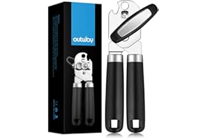OUTWAY Can Opener,Professional 3-In-1 Multifunctional Manual Can Openers Bottle Opener,Kitchen Durable Stainless Steel Heavy Duty Can Opener Smooth Edge for Kitchen Seniors Friendly