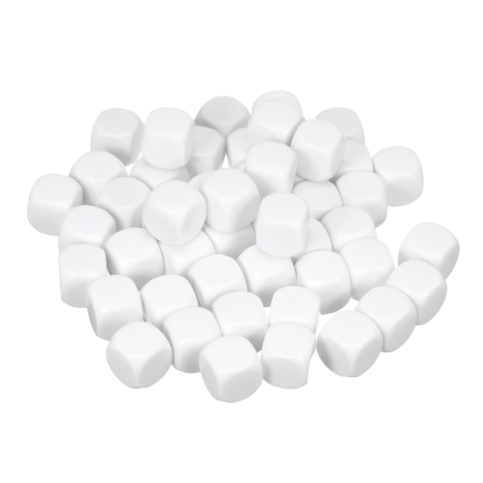 sourcing map 50Pcs Acrylic Blank Dice, 18mm/0.71" Acrylic Rounded Corner Six Sided Blank White Dice Blocks with Smoothed Surface for Board Games Party Fun