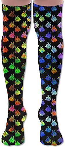 Watercolor Bunnies Easter Rabbit Unisex Thigh High Socks Over The Knee Long Athletic Sport Crew Tube Socks