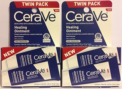 CeraVe Healing Ointment - Skin Protectant With Ceramides - Net Wt. 0.35 OZ (10 g) Per Tube - 2 Count Tubes Per Package - Pack of 2