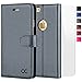 OCASE iPhone 6S Case [Free Screen Protector Included] Leather Flip Wallet Case for iPhone 6 / 6S Devices - Gray