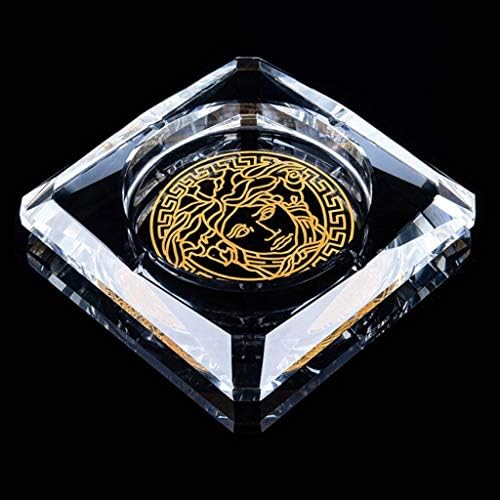 BMY Ashtray Transparent Color Deep Carving Style Square Crystal Glass Personalized Gifts Luxurious, Giving Smokers The Best Gift (Size : 15 15 2.5cm)