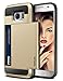 Vofolen Case for Galaxy S7 Case Wallet Slidable Card Holder Slot ID Pocket Protective Hard Shell Shock Absorbing TPU Tough Rubber Bumper Armor Scratch-Proof Case Cover for Samsung Galaxy S7 Gold