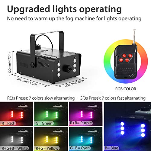 Huge Amount of Fog, Theefun 900W Professional Halloween Continuous Fog Machine with Lights - 6 Stage LED Lights with 7 Colors & Strobe Effect for Party Wedding, Wireless Remote Control Smoke Machine