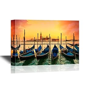 Canvas Wall Art - Sunset in Venice - Gallery Wrap Modern Home Art | Ready to Hang - 12x18 inches