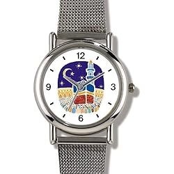 Mecca or Makkah al-Mukarramah - The Kaaba - during the Hajj Moslem or Muslim Theme - WATCHBUDDY ELITE Chrome-Plated Metal Alloy Watch with Metal Mesh Strap-Size-Large ( Men's Size or Jumbo Women's Size )