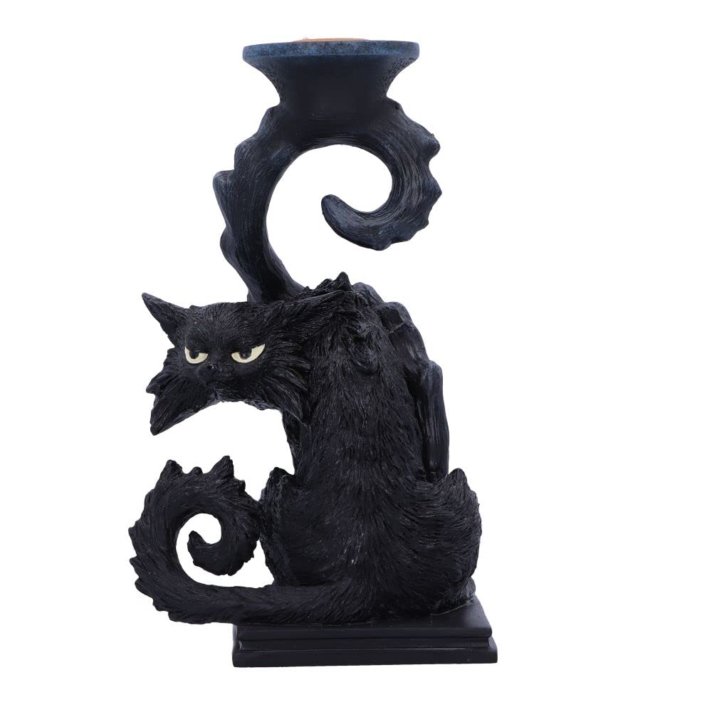 Nemesis Now Spite Black Cat Candlestick Holder, Black, 18.5cm