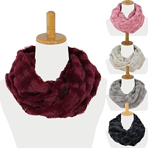 Infinity Scarf, Faux Fur Scarf for Women and Men, Super Soft, Stretchy and Lightweight Winter Scarf Shawl Neck Warmer.