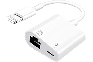 RICHUPON Lightning to Ethernet Adapter with Charging，[Apple MFi Certified] RJ45 to Lightning Ethernet LAN Network Adapter, Compatible with iPhone 14 13 12 11/iPad，Supports 100Mbps High Speed Ethernet Network