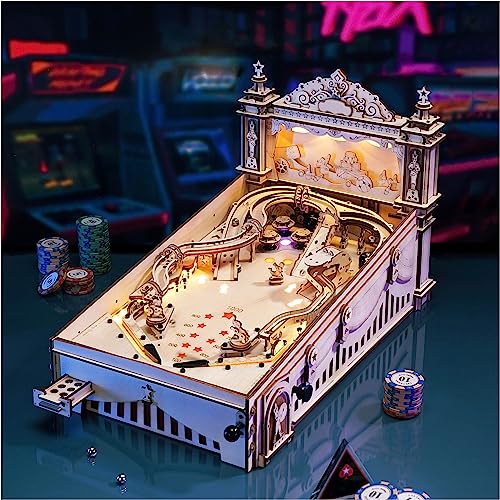 ROBOTIME Wooden Puzzle 3D Pinball, Mechanical Wooden Model Build for Adults and Teenagers, Pinball Christmas and Birthday Gifts
