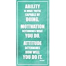 Lou Holtz Ability Motivation Attitude Inspirational Motivational Sports Football Coach Icon Quote Print (Unframed 12x24 Poster)