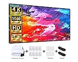 VANKYO Projector Screen 100 Inches 16:9 Portable Indoor Outdoor Projection Polyester Spandex Movie Screen Foldable Wall Mounted with Peel and Hooks