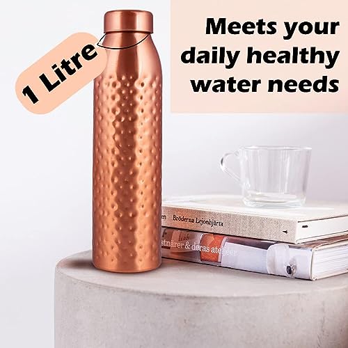 NORMAN JR. Gift Set: 3 Pure Hammered Copper Bottles (1L) - Ayurvedic Copper Bottles Set for Men and Women - Ideal for Father's Day, Mother's Day and Christmas