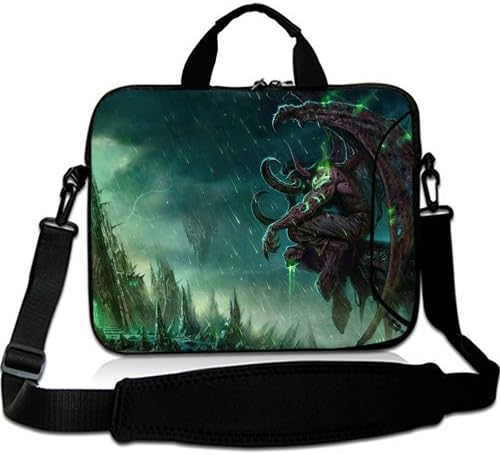 HUADO New Style art igry mir varkaft world of warcraft wow Laptop Shoulder bag Portable Laptop Carrying Bag Twin Sides Patterns Waterproof Canvas Fabric Case for 17 17.3 Inch Laptop
