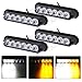 Favson 6 LED Strobe Lights for Trucks Cars Van with Super Bright White&Yellow Emergency Flasher(4 pcs) (4pcs)