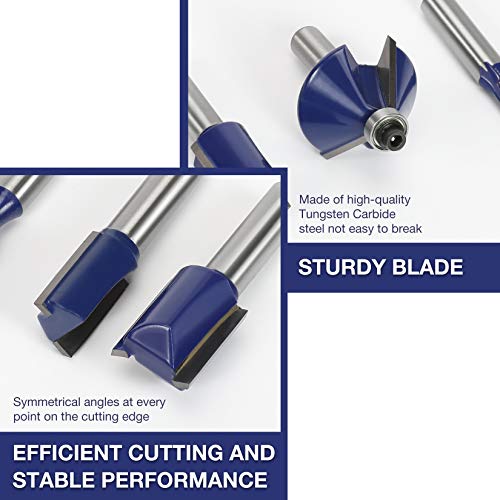 WORKPRO 15Piece Router Bits Set, 1/4Inch Shank Tungsten Carbide Router Bits for Woodworking